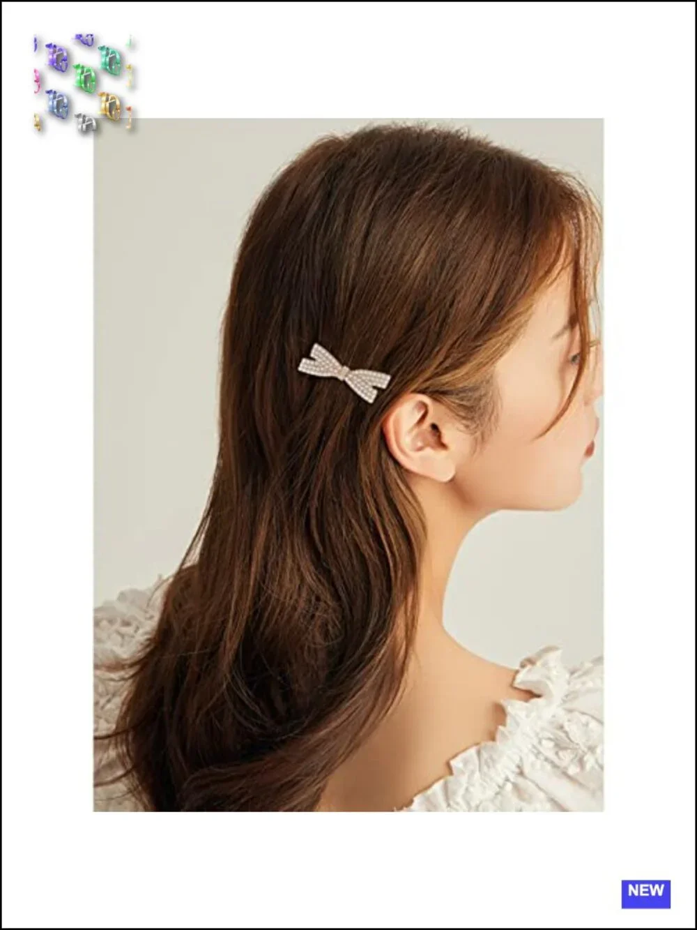 5 Pearl Bow Hair Clips Duckbill Claw Clips Gold Metal Hair Pins